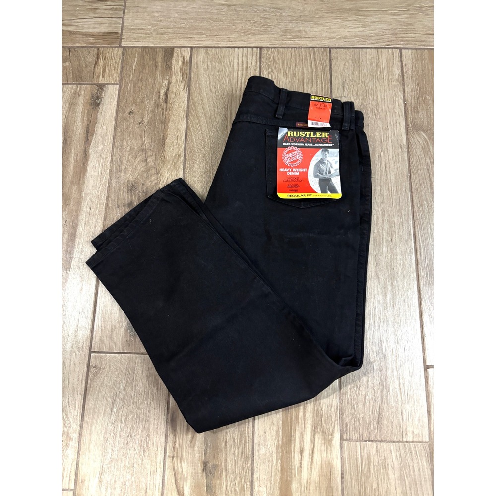 Rustler Advantage Jeans‎ 42x30 Black Heavyweight Denim Regular Fit NWT